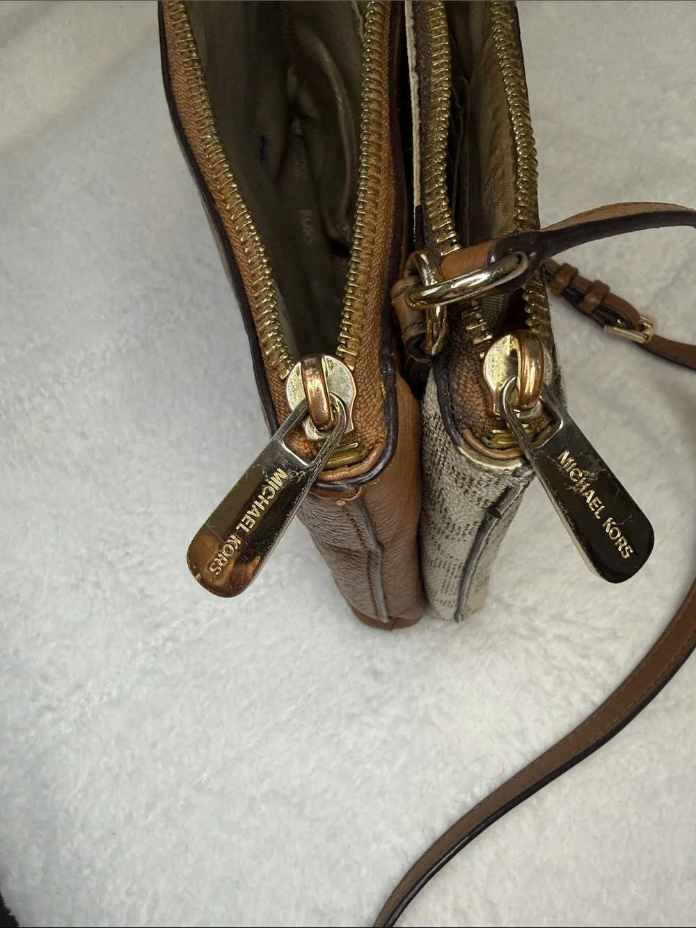 Michael Kors Tan Pebbled Leather Crossbody with Gold Hardware